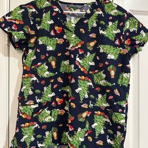 Cat Christmas Scrub Top